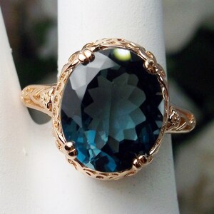 Natural London Blue Topaz Ring/ Rose Gold Plated Sterling Silver / 5 ...