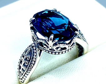 London Topaz Ring - Oval Cut 6.5ct Gem with Dragon Claw Gothic Steampunk Filigree [Custom Made] Design#133