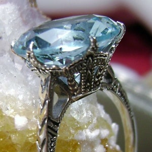 Aquamarine Ring/ Sterling Silver/ 5ct Round Cut Sky Blue - Etsy