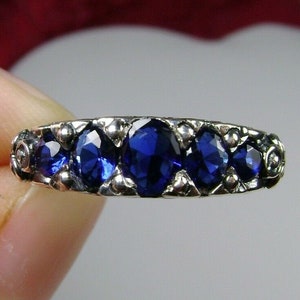 Sapphire Ring | 925 Sterling Silver | Sapphire Blue Gemstone Georgian Victorian Filigree [Custom Made] Design#19