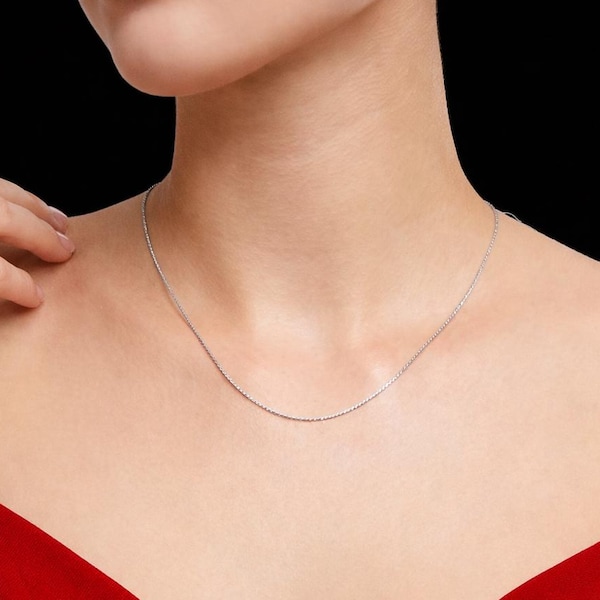 Sterling Silver Adjustable Chain Necklace • 1.5mm Loop Chain with Heart Tag • 18–20 Inch Length • Ships Now