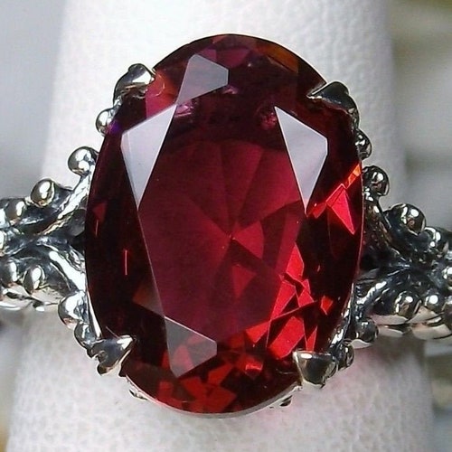 Red Ruby Ring/ Solid Sterling Silver/ 5ct Oval Cut Simulated - Etsy