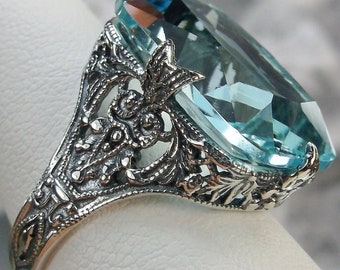 12ct Sim Blue Aquamarine Sterling Silver Fleur