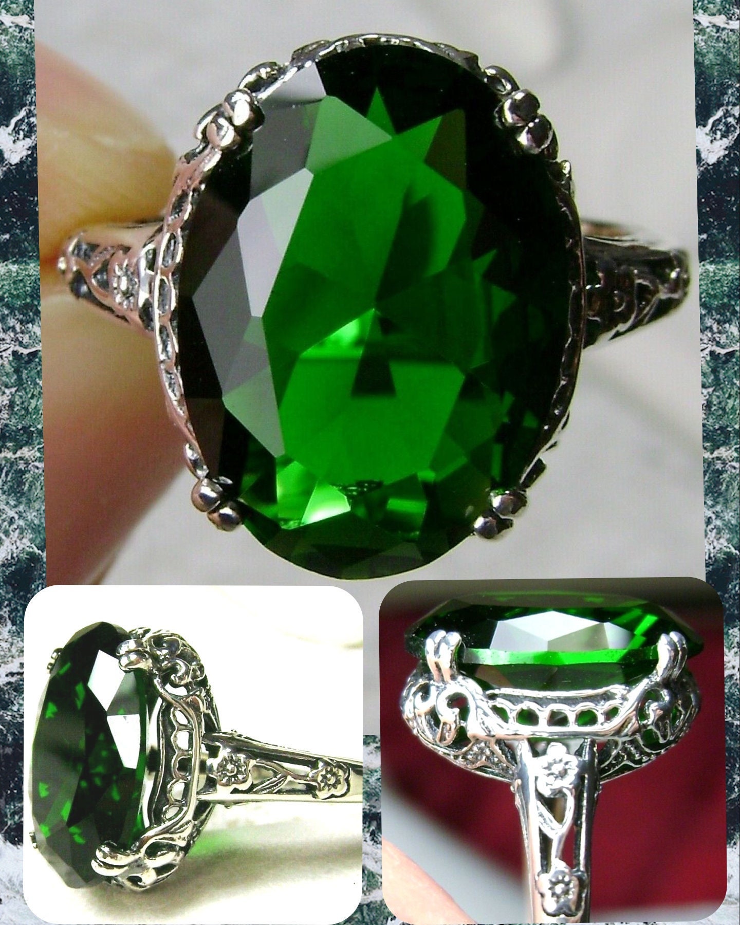 Emerald Cut Gold Ring, Created Emerald Ring, Emerald Vintage Ring – Adina  Stone Jewelry