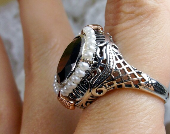 CHOOSE Your Gemstone! 55Carat Natural Stone 925 Silver Victorian Solitaire Ring - Sizes 4-13
