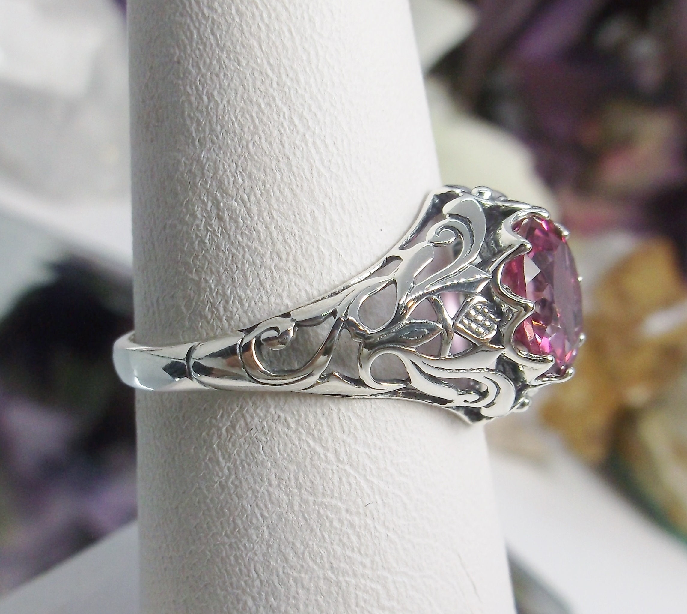 Natural Pink Topaz Ring/ Solid Sterling Silver/ 1.8ct Natural Etsy