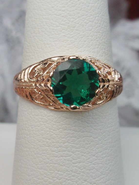 Emerald Gold Ring/ 10k 14k or Rose Gold plated Sterling | Etsy