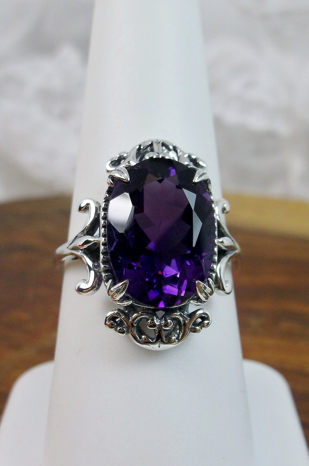 Gorgeous 7 Carat Purple Amethyst & Diamonds Ring – Vintage Creators
