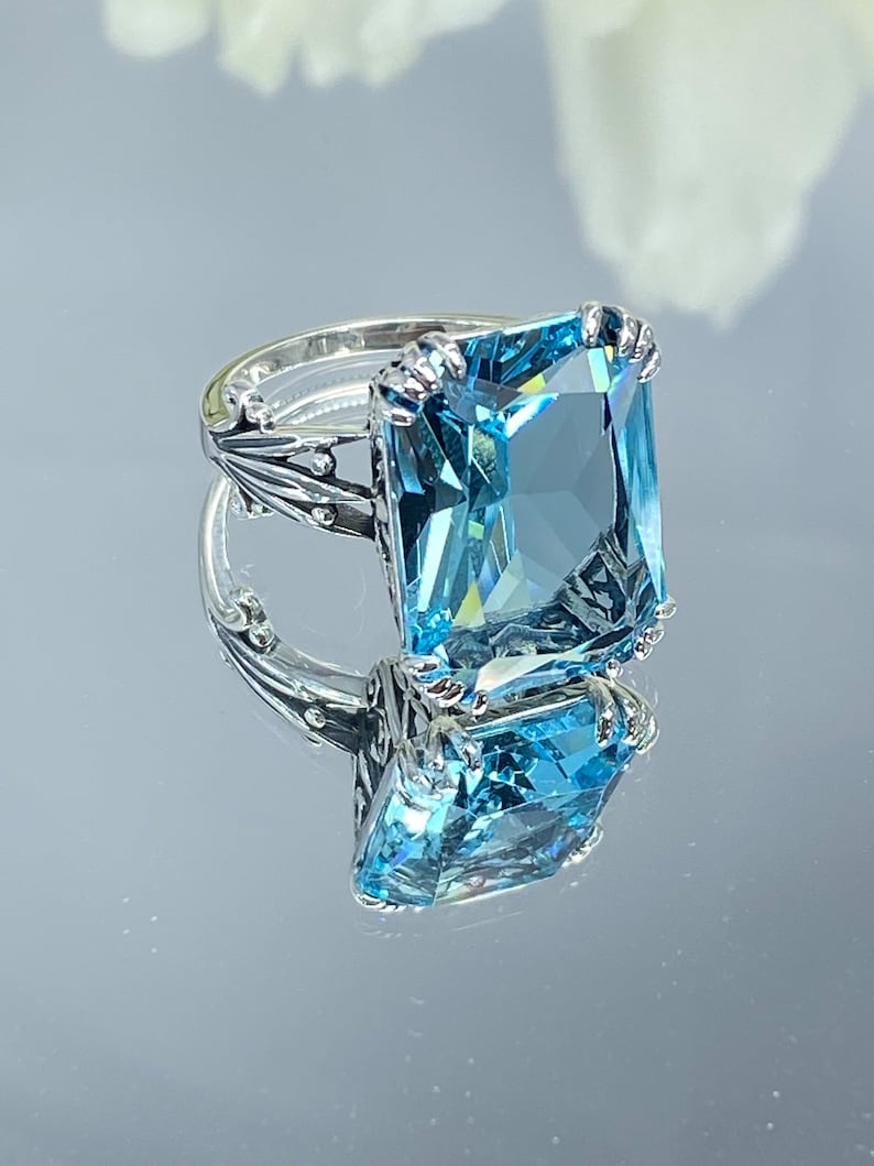 Aquamarine Ring 13ct Simulated Light Blue Gemstone W sterling Silver aquamarine-ring-13ct-simulated-light-blue-gemstone-w-sterling-silver