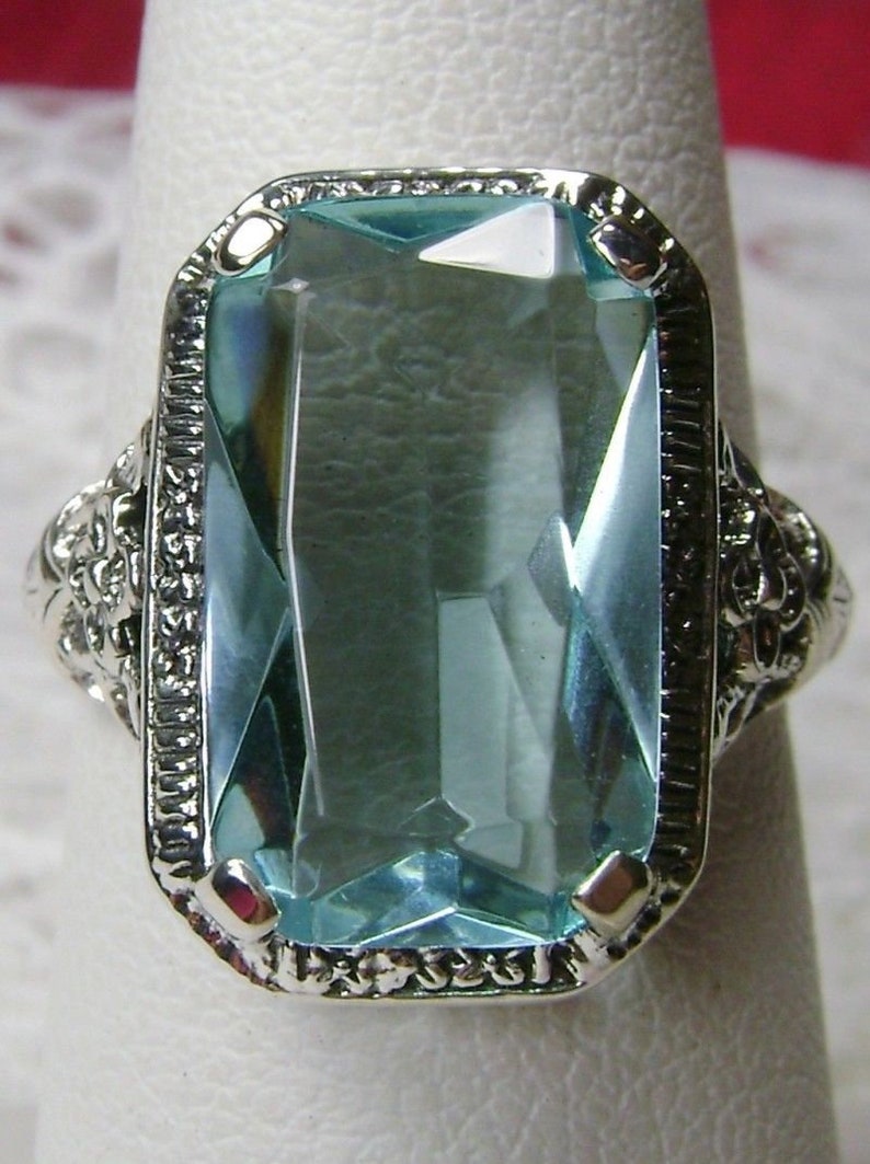 Aquamarine Ring/ Solid Sterling Silver/ 5ct Simulated Blue - Etsy
