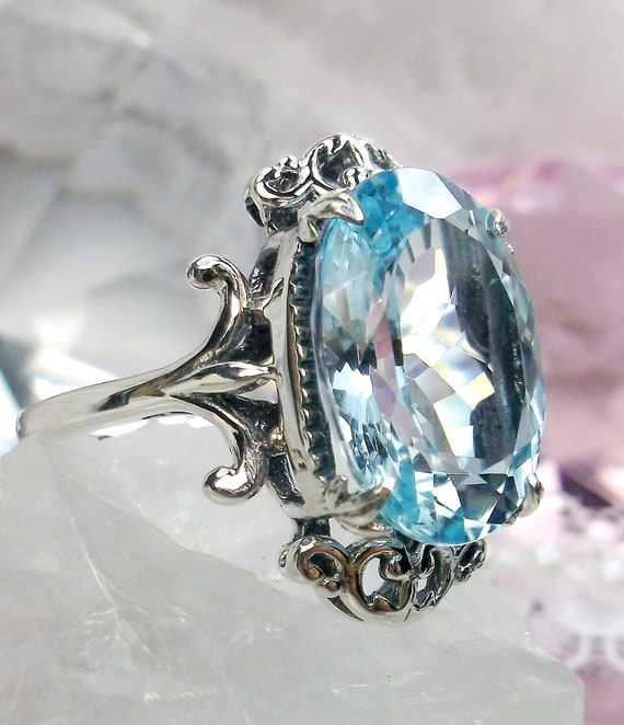 Natural Blue Topaz Ring/ Sterling Silver/ 6ct Oval Cut Natural Sky Blue Topaz Silver Gothic Leaf Filigree made to Order Design84 - Etsy Natural Blue Topaz Ring/ Sterling Silver/ 6ct Oval Cut Natural Sky Blue Topaz Silver Gothic Leaf Filigree made to Order Design84 - Etsy