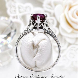 Ruby Ring/ Sterling Silver/ 1ct Red Ruby Victorian Wedding Silver Filigree [Custom Made] Design#22