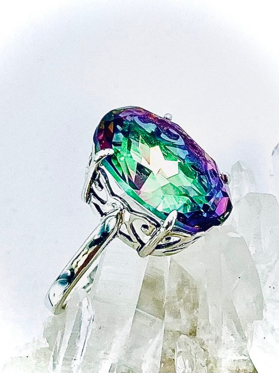 Anello topazio mistico argento sterling 925 15 carati taglio ovale simulato topazio mistico filigrana realizzato su misura Design n. 61 Etsy Italia