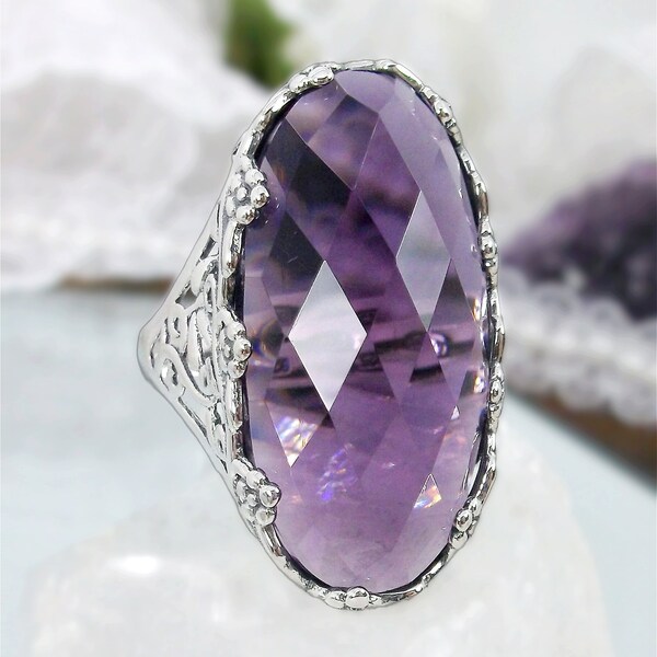 Large Amethyst Ring - Etsy UK