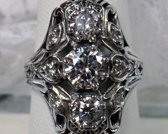 Details about / Art Deco Vintage 2.77 ct Round White Diamond Engagement Wedding Ring 925 Silver