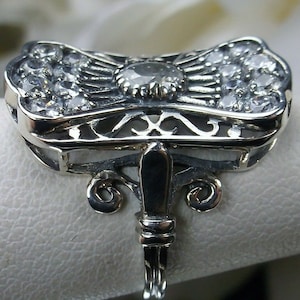 Sterlingzilveren filigraan CZ-ring - Gatsby-stijl, maat 7