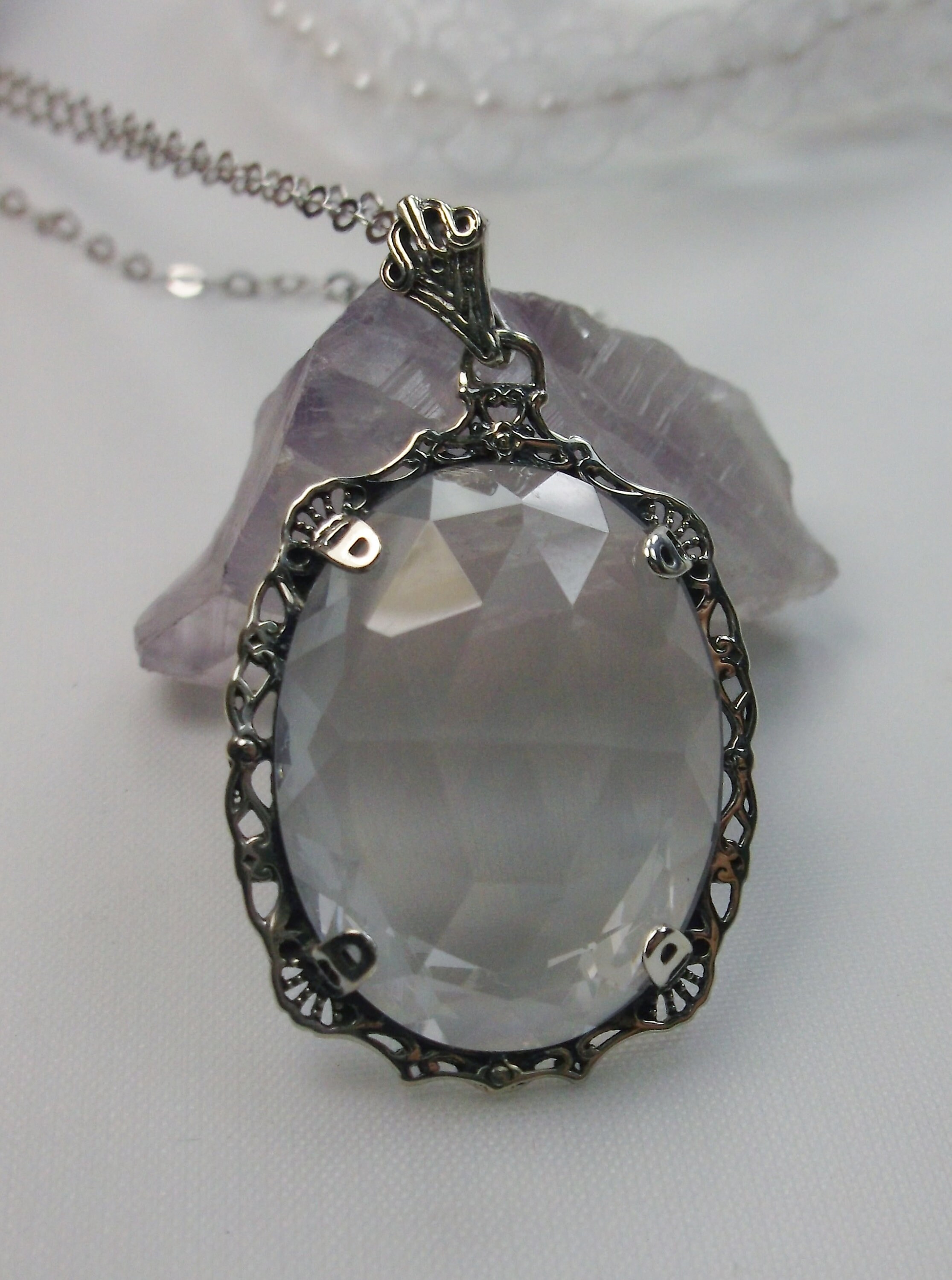 10 x 8mm Flinders Island White Topaz Sterling Silver Necklace