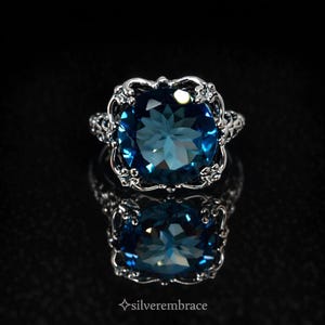 London Blue Topaz Ring • Sterling Silver • 7ct Round Cut Natural Topaz ...
