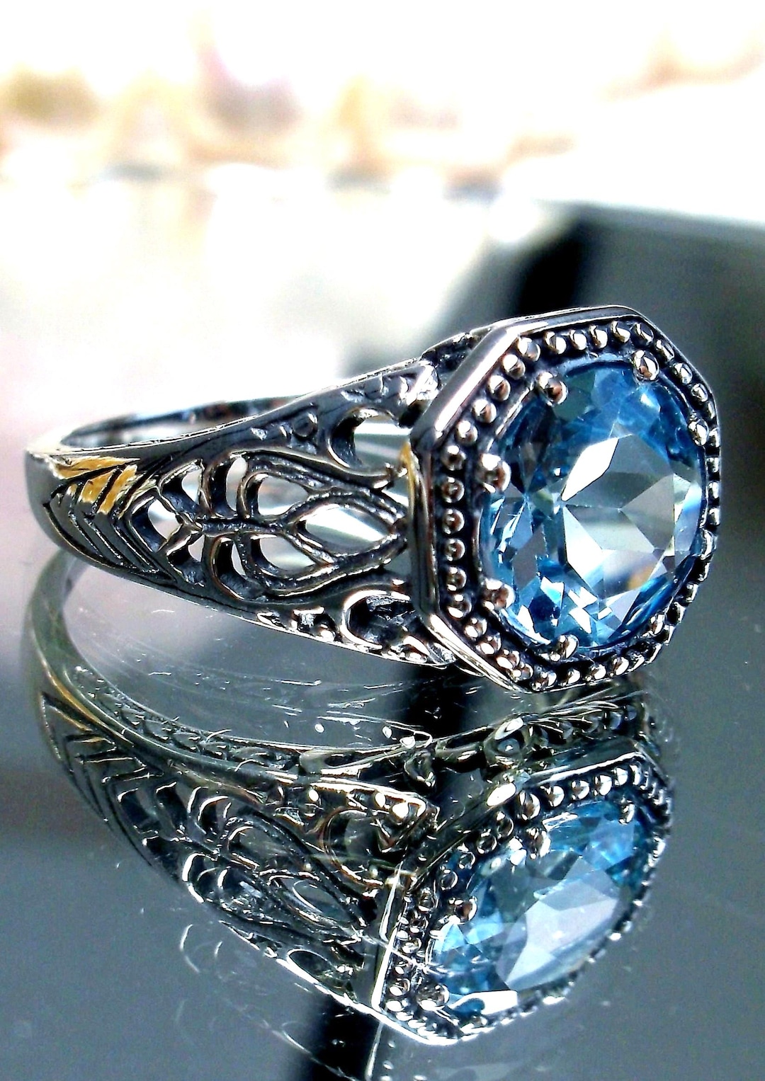 Natural Sky Blue Topaz Ring | Size 7 | Sterling Silver 925 Natural ...