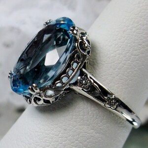 Natural Sky Blue Topaz Ring/ Sterling Silver/ Oval 6ct Natural Sky Blue ...