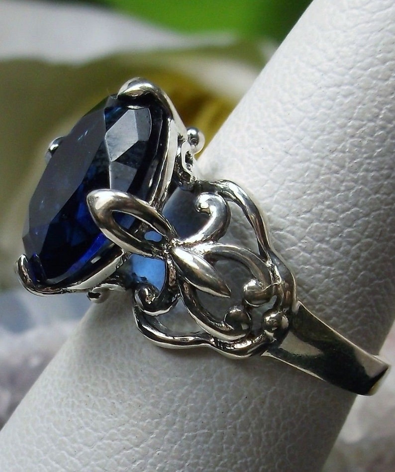 Sapphire Ring/ Sterling Silver/ 4ct Oval Cut Simulated Blue - Etsy