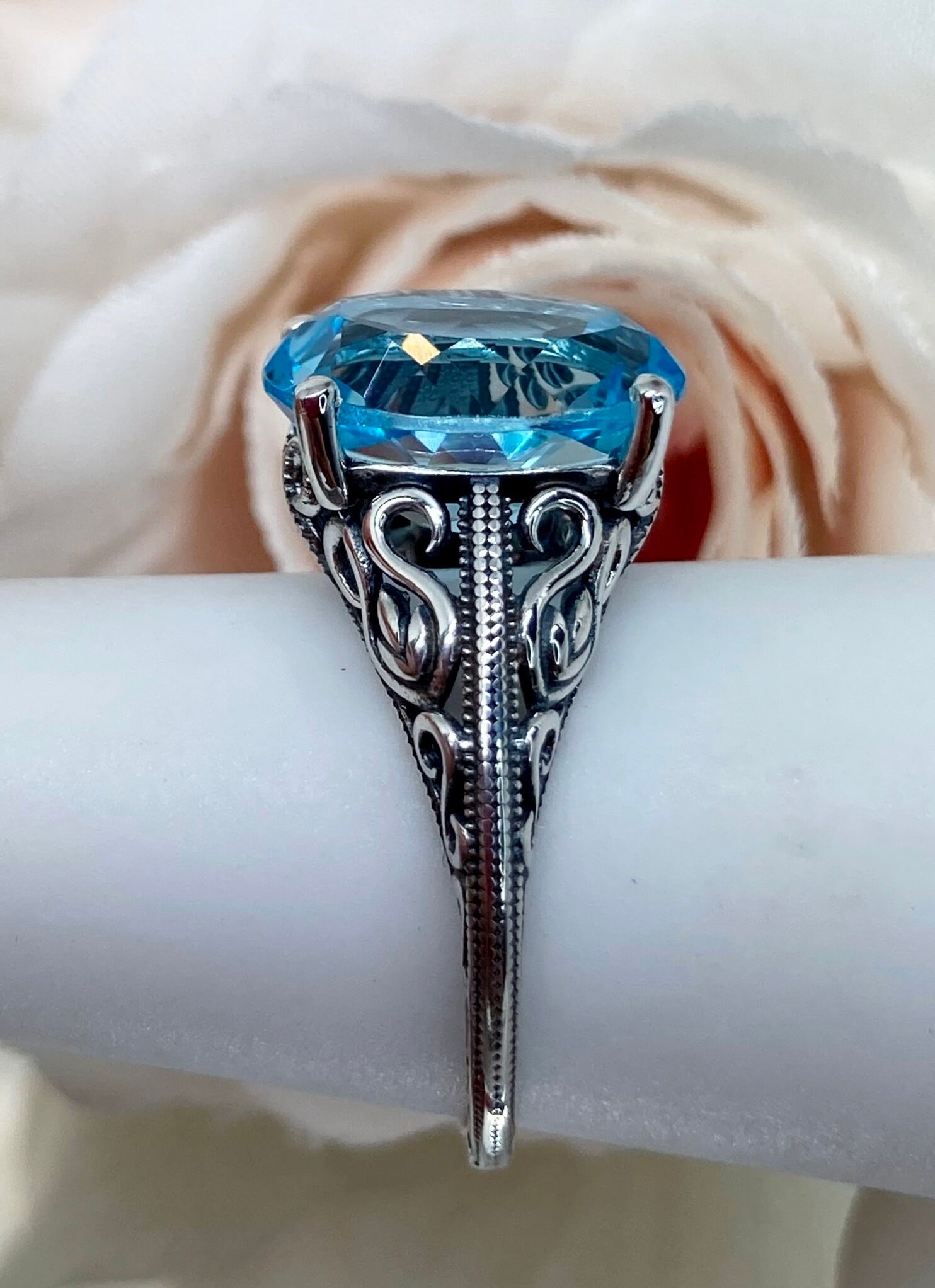 ハンドメイド 指輪 青いトパーズ天然石 スターリングシルバー トルコ製17号 天然ブルートパーズリング サイズ6 | スターリングシルバー | 4