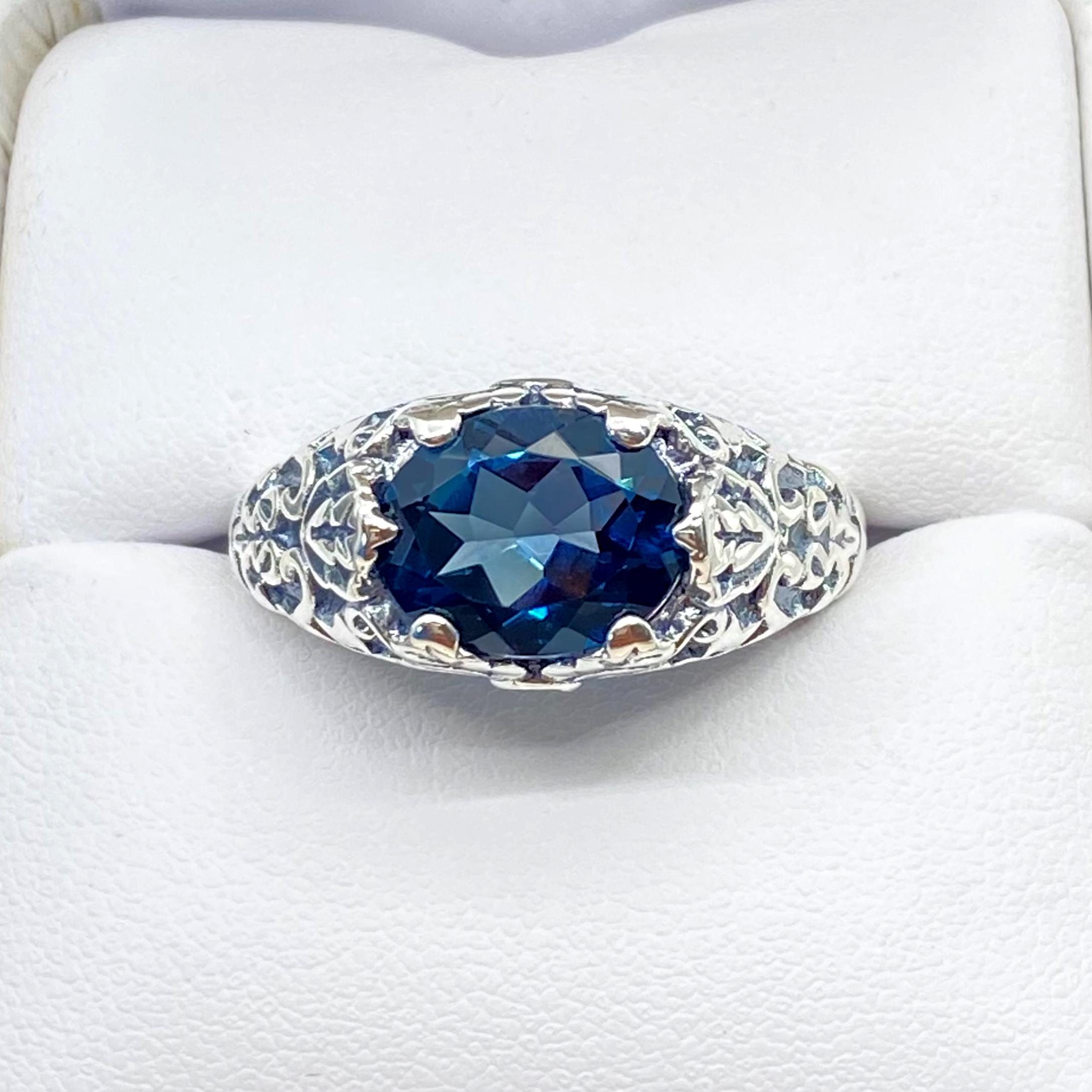 Natural London Blue Topaz Ring Size 9/ Oval Cut 5ct Topaz With Sterling ...
