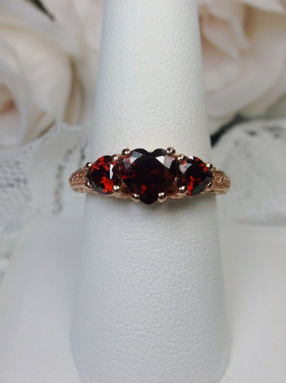 Sterling Silver Simulated Garnet Heart Ring - Solid 925 Silver Love Band, Size 4