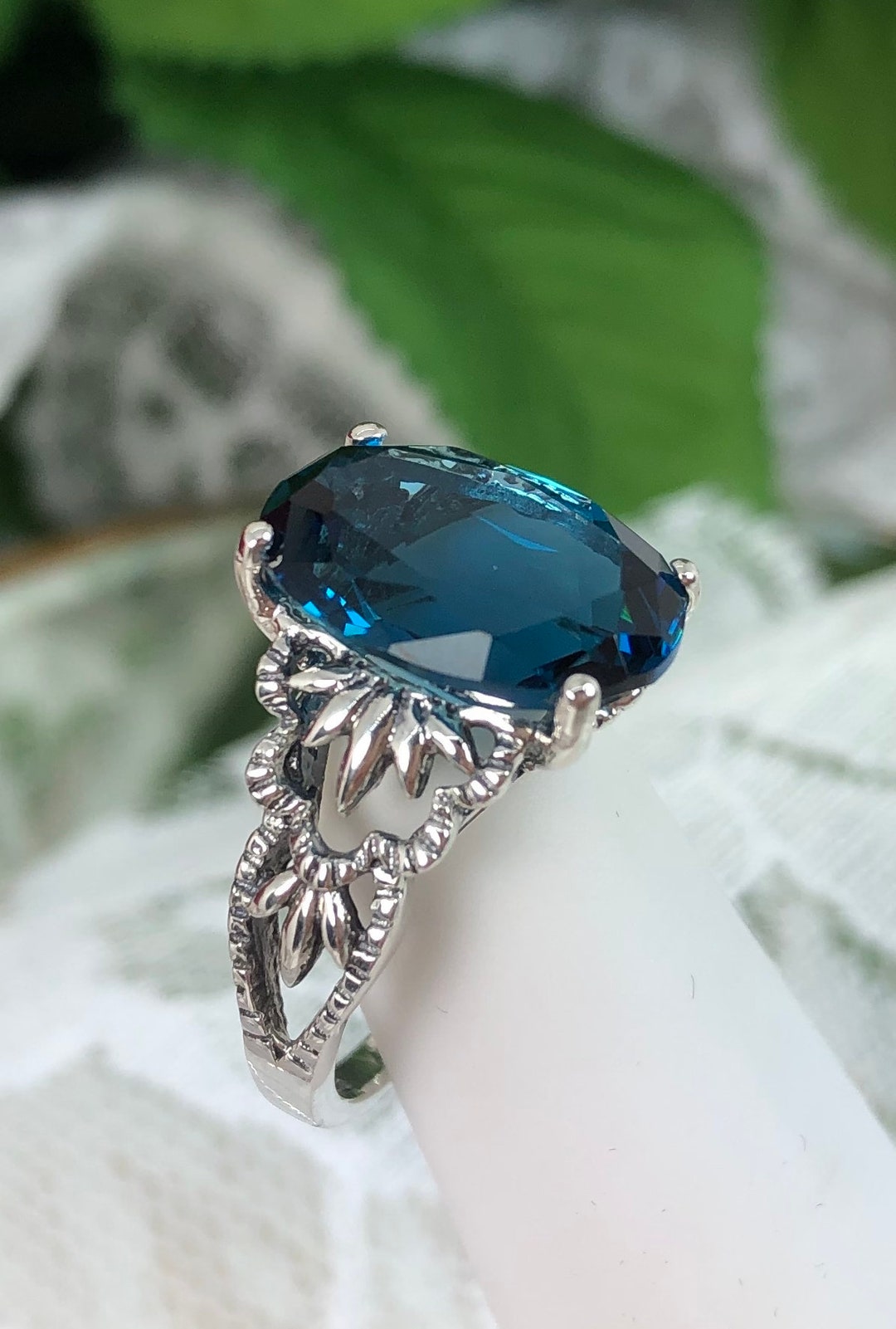 London Blue Topaz Ring/ Sterling Silver/ 5ct Oval Simulated or - Etsy