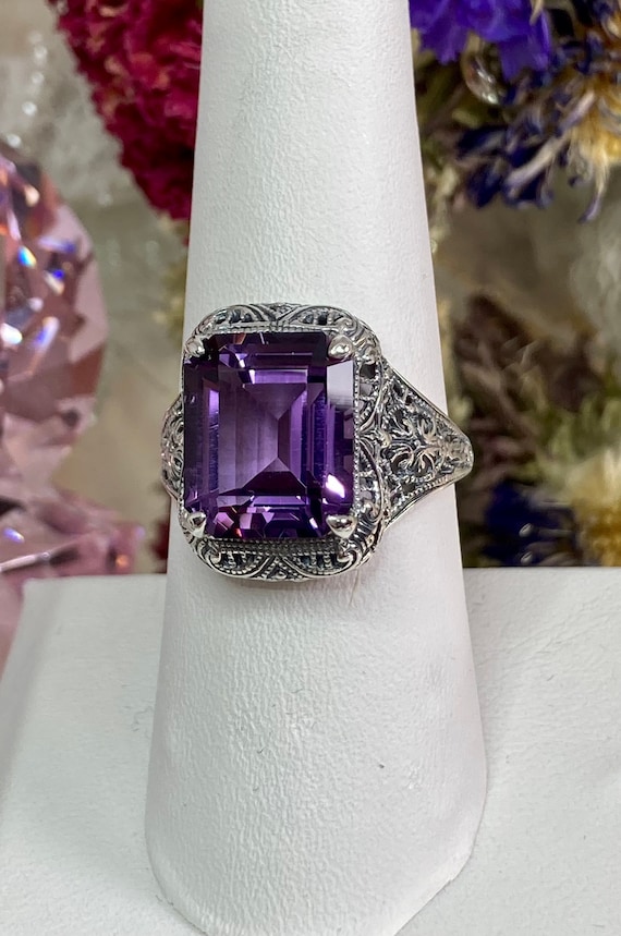 Amethyst rectangle ring discount