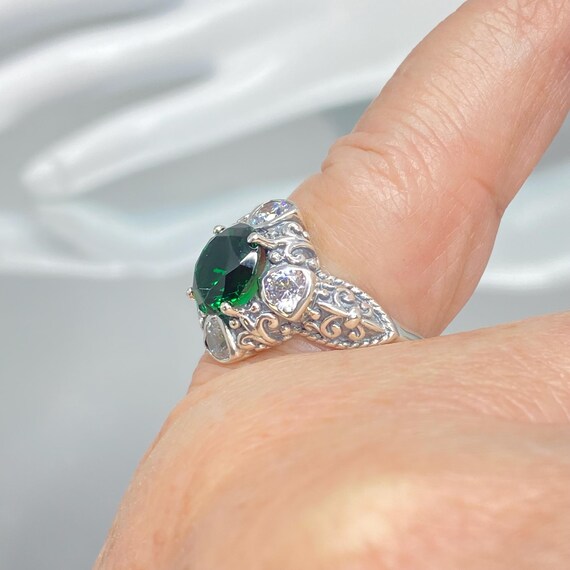 Bague En Argent 925 Avec émeraude CZ - Taille 54 - Jolie Et Délicate, Neuve Sans Emballage