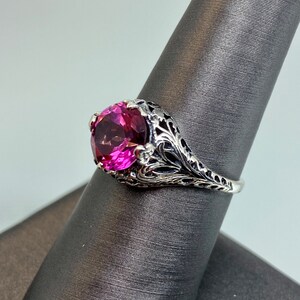 Natural Pink Topaz Ring/ Solid Sterling Silver/ 2ct Round Cut Natural ...