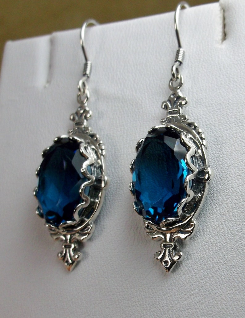 London Blue Topaz Earrings/ Solid Sterling Silver/ Simulated - Etsy