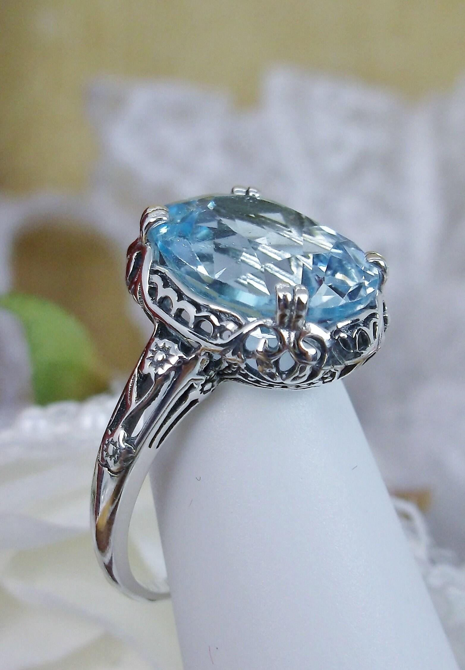 Anello In Argento 925 Con Topazio Blu Naturale – Fatto A Mano, Tutte Le Misure, Pietra 10+ Carati