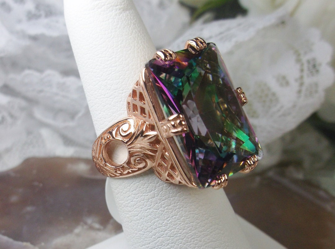 Mystic Topaz Ring Size 9 Ring Sterling Silver Big 30ct 