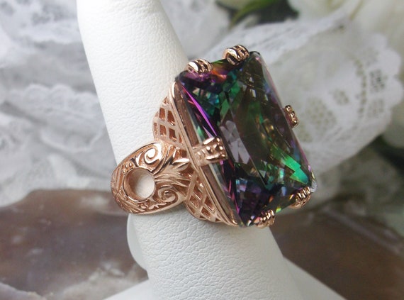 Mystic topaz cheap gold ring