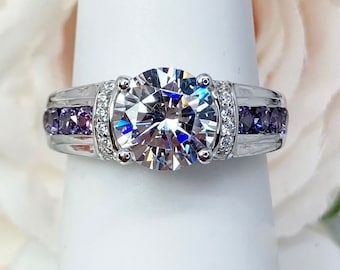 Slyq Jewelry Cocktail Women Silver Color Purple Crystals cubic zirconia engagement rings Slyq Jewelry Cocktail Women Silver Color Purple Crystals cubic zirconia engagement rings