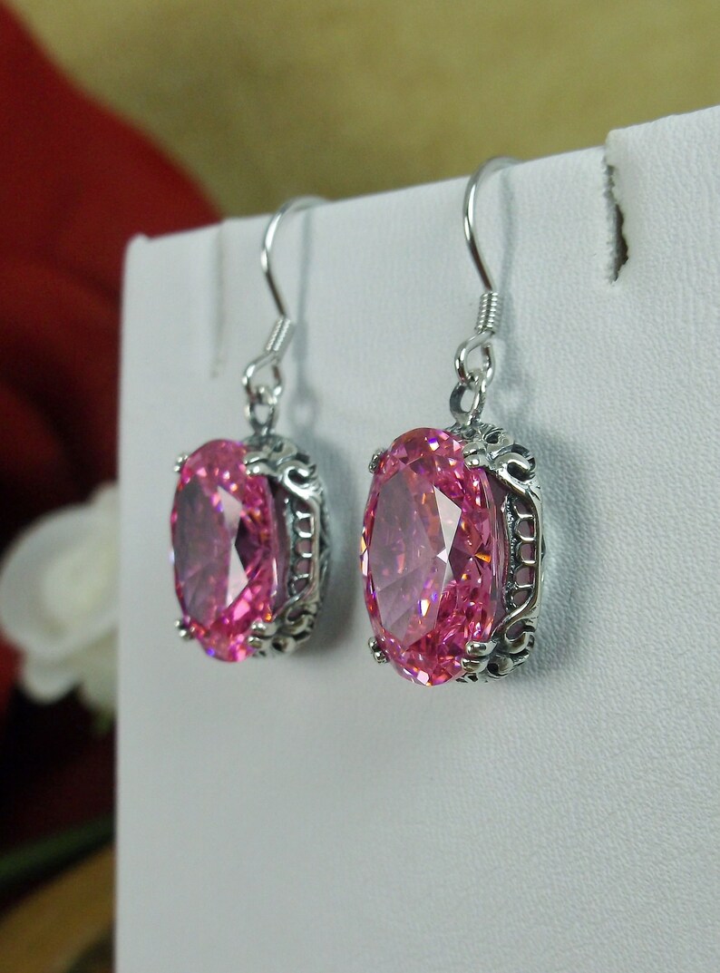 Pink CZ Earrings/ Sterling Silver/ Oval Light Pink Cubic Etsy