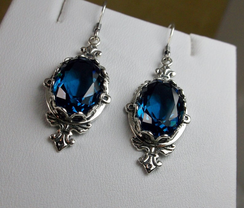 London Blue Topaz Earrings/ Solid Sterling Silver/ Simulated - Etsy