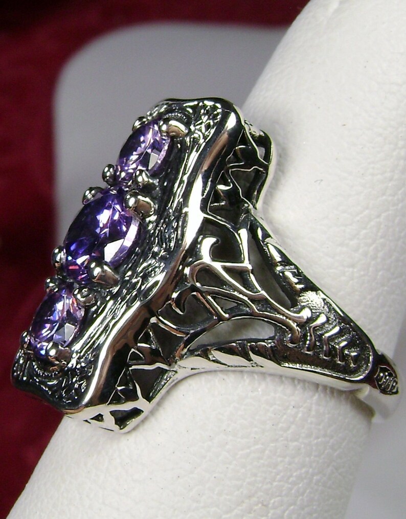 Amethyst CZ Ring/ Solid Sterling Silver/ Purple Amethyst Cubic - Etsy