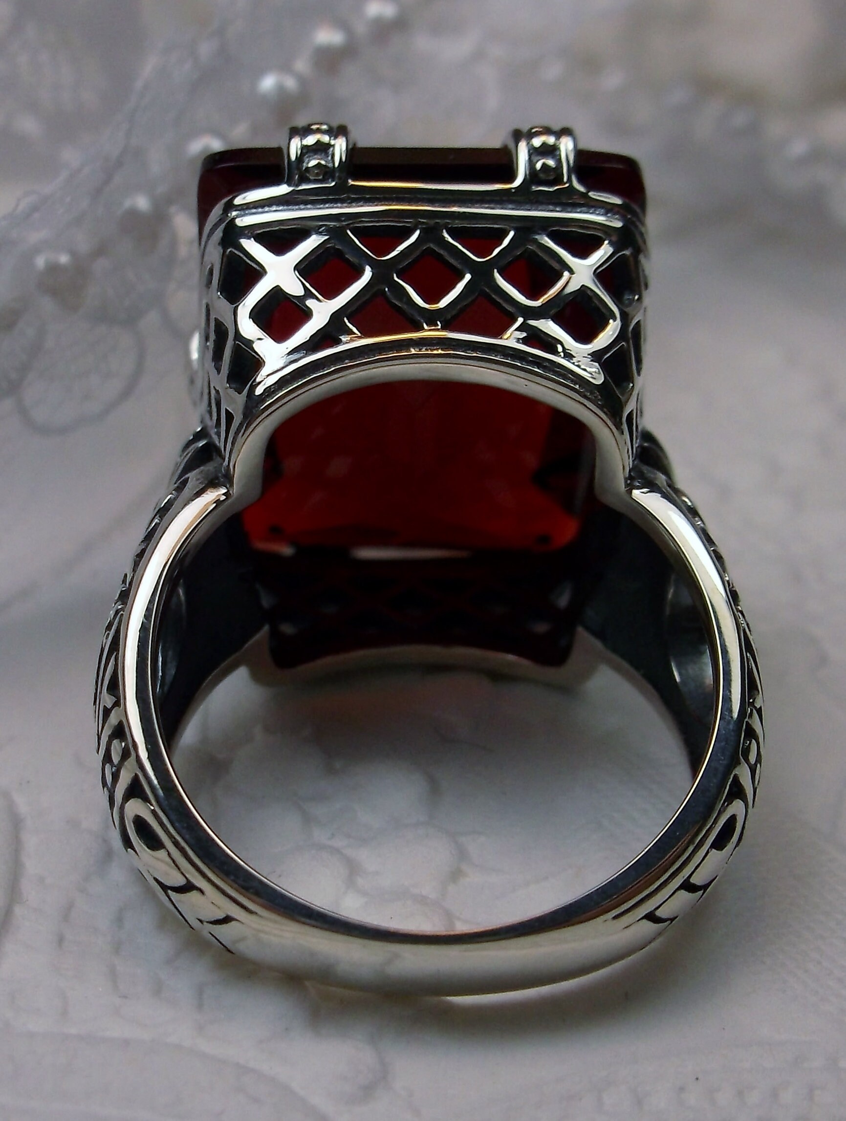 Ruby Ring/ Solid Sterling Silver/ Big 30ct Simulated Ruby Gem Etsy
