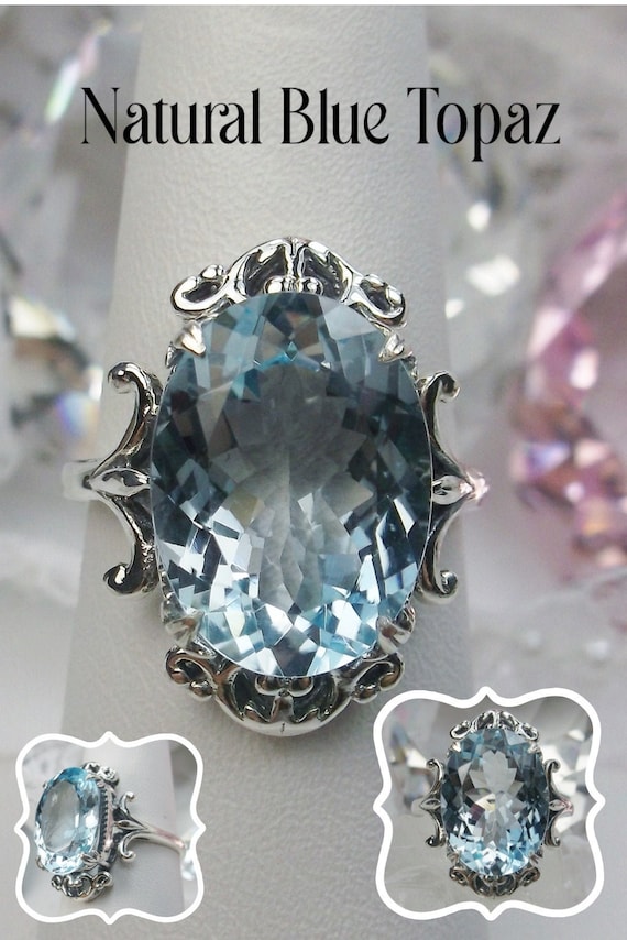 YoTreasure 8.95 Ct Blue Topaz Sterling Silver Ring - December Birthstone, Solid 925 Silver, Gift For Her