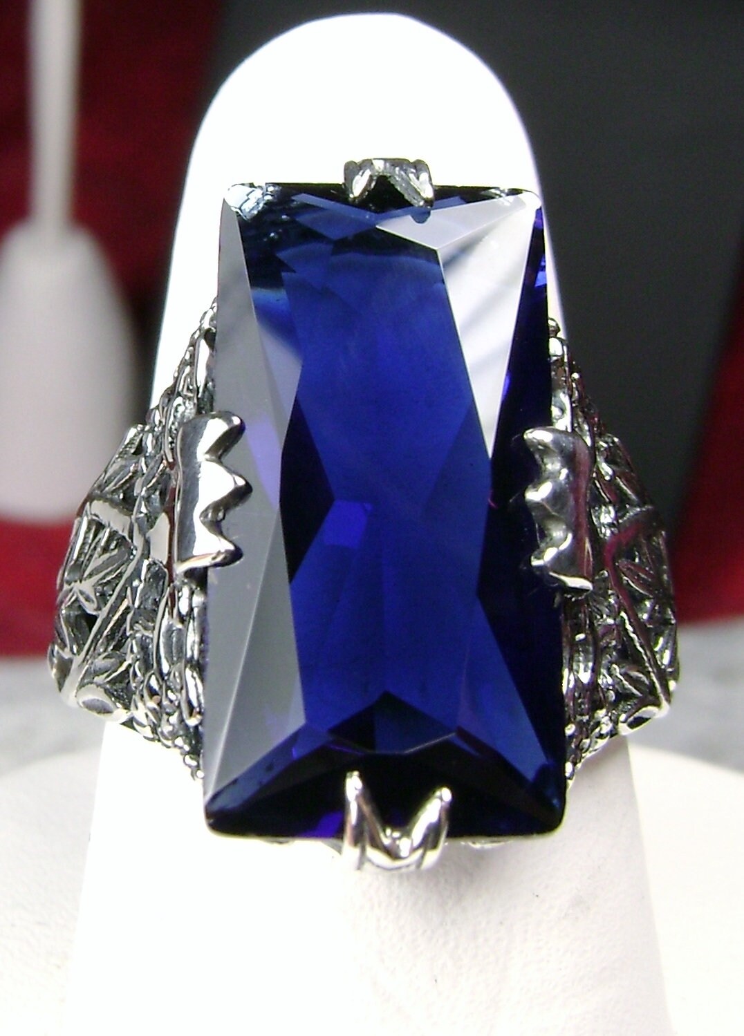 Sapphire Ring | Sterling Silver | 7ct Baguette Simulated