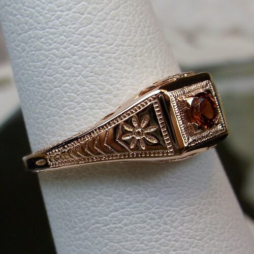 Wedding Ring Natural Garnet Rose Gold Plated Silver Or Solid Etsy