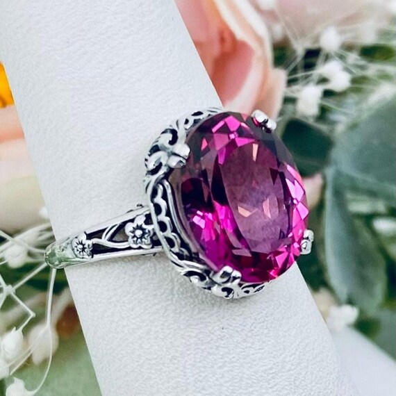 Bague Femme Plaqué Argent Avec Topaze Rose Et Blanche - Taille 7 - Style Fashion R703