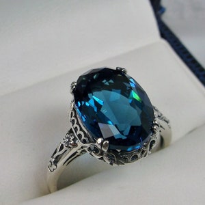 London Blue Ring/ Sterling Silver/ 7ct Oval Sim or Natural London Blue ...