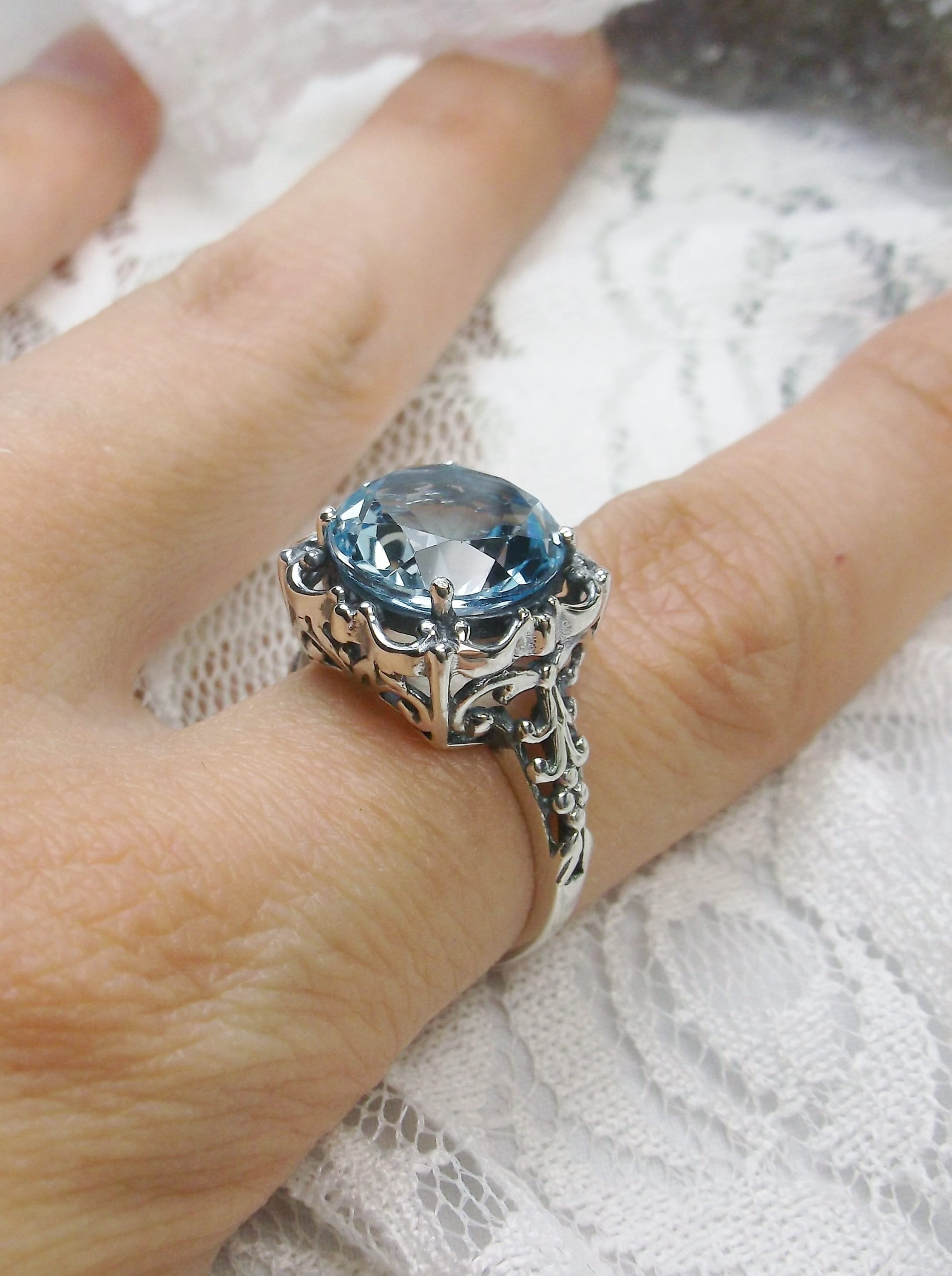 Natural Sky Topaz Ring Size 7 Solid Sterling Silver/ 6.44ct