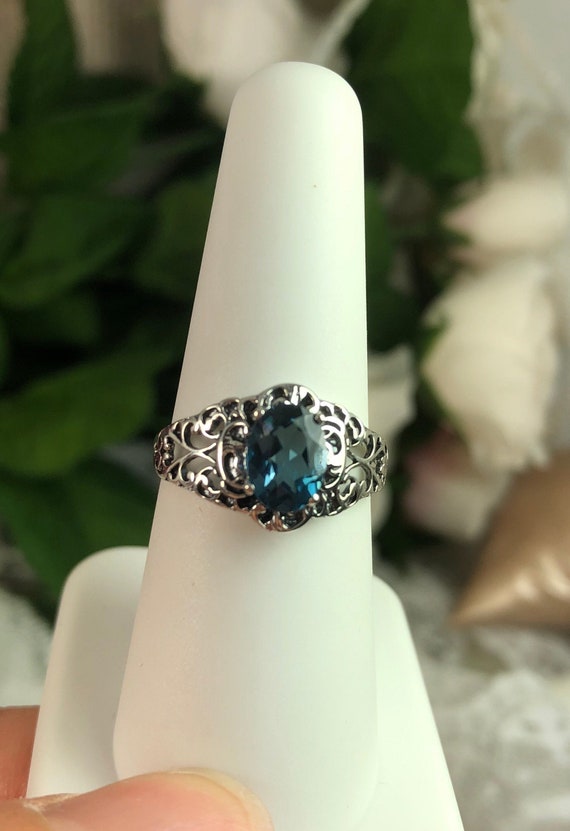 Natural blue topaz ring sale