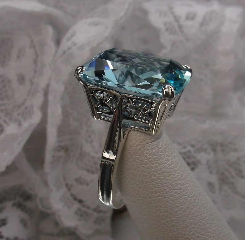 Aquamarine Ring/ Solid Sterling Silver/ 9ct Simulated - Etsy