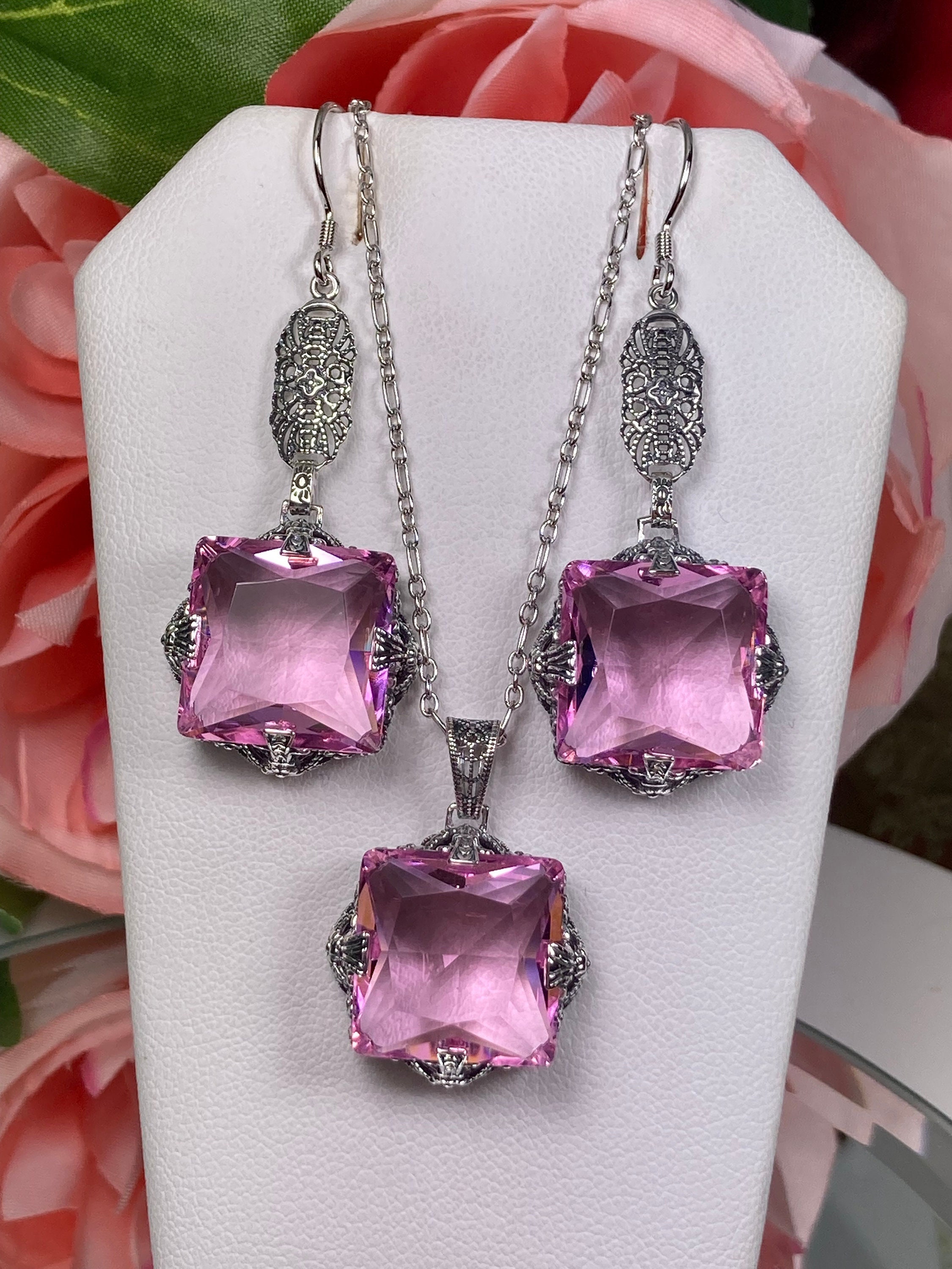 Dramatic Vintage Inspired Fancy Cut Fuchsia Pink Crystal Rhinestone Bridal  Necklace and Earring Set, Wedding sparkle-3137-fu - Etsy
